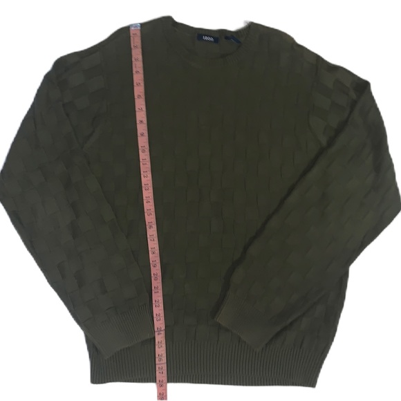 IZOD Men’s Crew Neck Olive Green Check Knit Sweater Size L - Picture 11 of 11